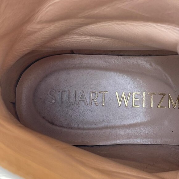 Stuart Weitzman White Glossy Lace-up Leather Ankle Combat Boots Size 7.5B - Picture 7 of 7